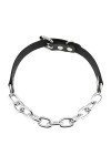 CHOUBAGUAI Collier ras du cou gothique sexy en acier inoxydable argenté - Collier ras du cou en cuir punk gothique pour femme