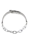 CHOUBAGUAI Collier ras du cou gothique sexy en acier inoxydable argenté - Collier ras du cou en cuir punk gothique pour femme
