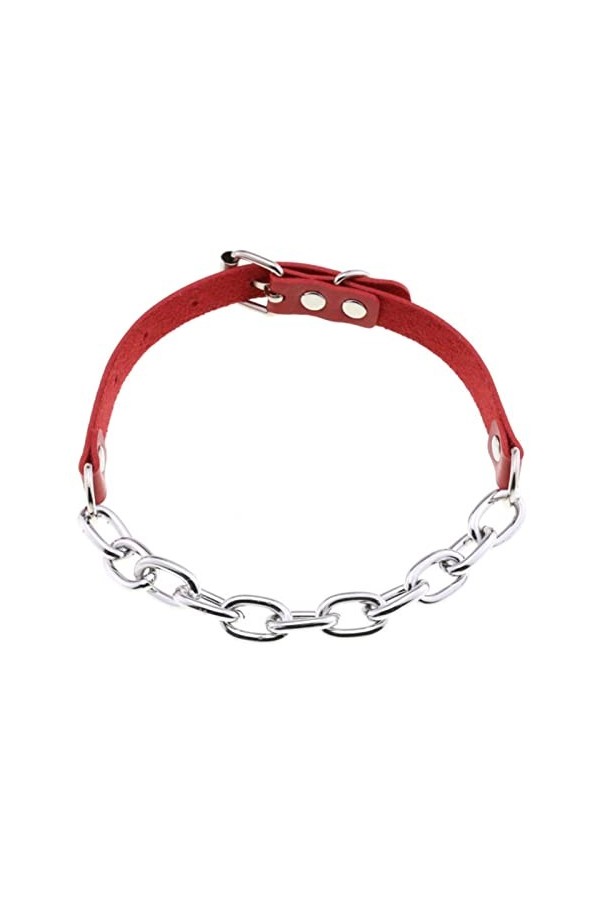 CHOUBAGUAI Collier ras du cou gothique sexy en acier inoxydable argenté - Collier ras du cou en cuir punk gothique pour femme