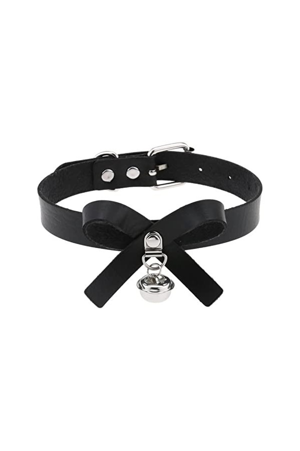 CHOUBAGUAI Collier ras du cou en cuir synthétique noir et rouge pour femme - Collier pour cosplay - Accessoires de vêtements 