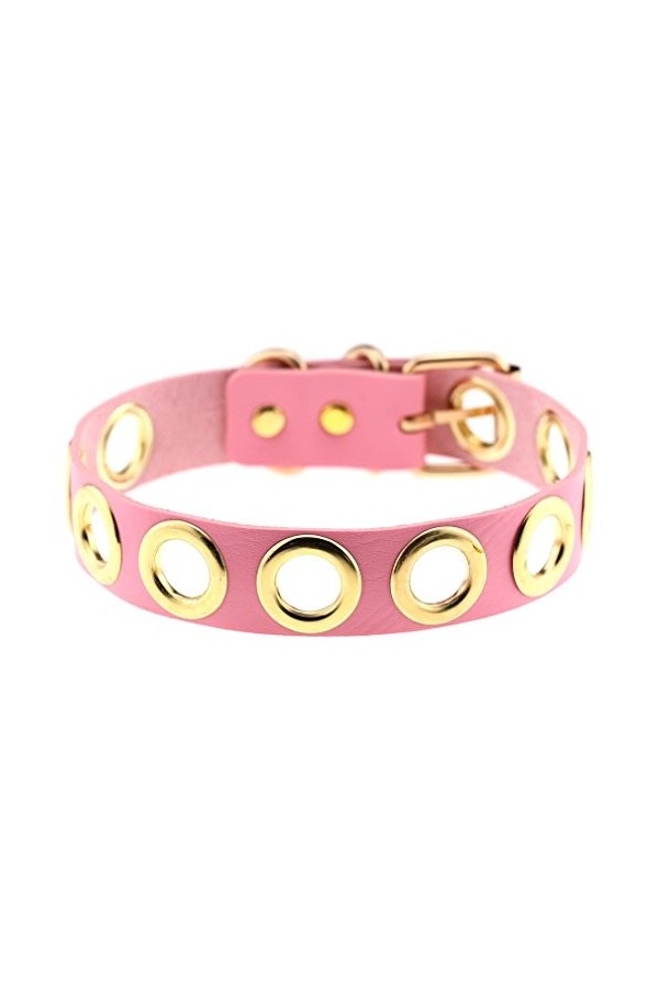 Collier en cuir PU personnalité punk chaîne de cou cercle or collier court clavicule collier pour filles printemps et été vêt