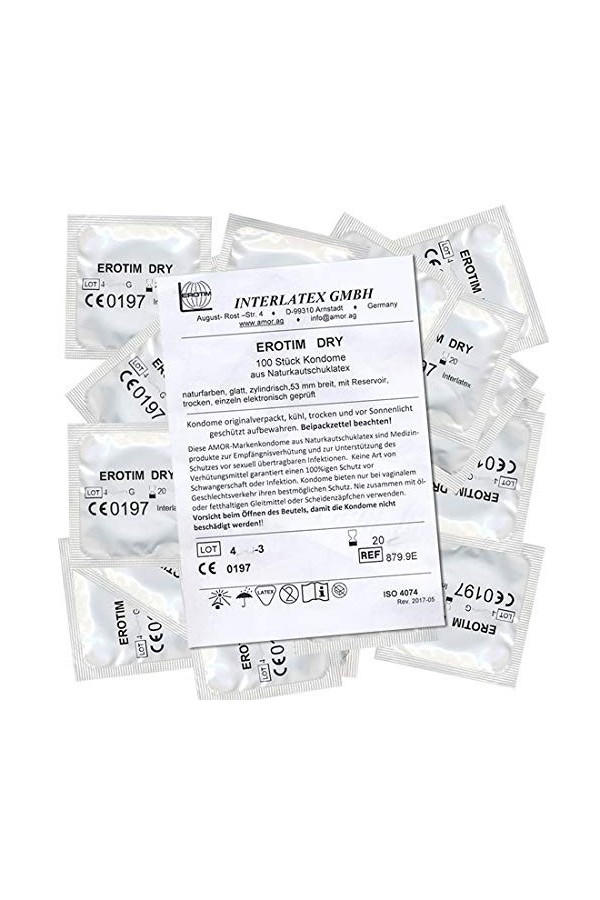 Amor Erotim Dry Lot de 100 préservatifs non lubrifiés
