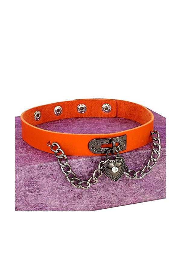 Wambere Collier Ras du Cou,Choker,Gothiques Choker,Choker en Cuir Amour Cœur Chaîne de Clavicule,Collier en Cuir Collier régl