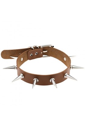 Punk Gothique PU Cuir Créatif Collier Rivet Spike Collier Collier Collier Chaîne Cosplay Vêtements, Cuir, Pas de gemme