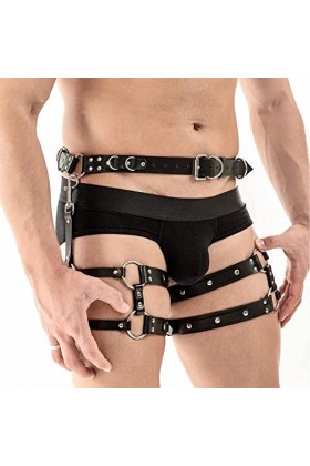 JGOIN Harnais Punk pour homme Harnais de poitrine réglable en faux cuir avec boucle Harnais en faux cuir Sexy Clubwear Costum