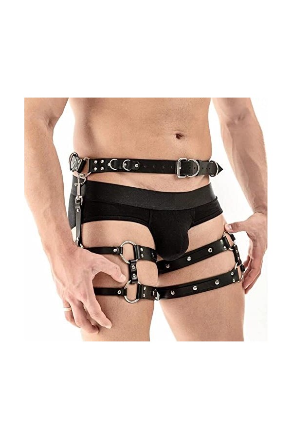 JGOIN Harnais Punk pour homme Harnais de poitrine réglable en faux cuir avec boucle Harnais en faux cuir Sexy Clubwear Costum