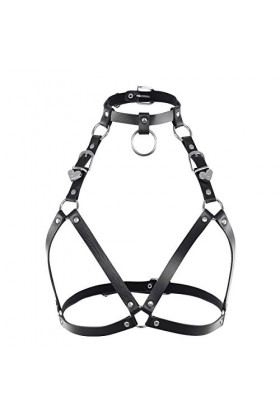 FEESHOW Harnais Ceinture Femme Lingerie -érotique Harnais de Poitrine déguisement-Sexy Harnais Gothique/Pentacle Noir B