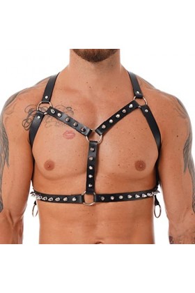 ranrann Harnais de Poitrine en Cuir pour Homme Harnais Réglable Boucle Bretelle dépaule Bandage Costume Clubwear Type 8 Tai