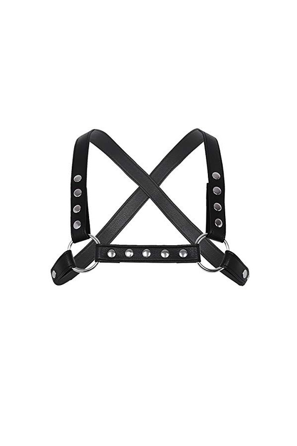 Alvivi Homme Harnais de Poitrine Bandage Ceinture Faux Cuir Gay Sexy Maillot de Corps Erotique Jouet Plaisir Loisir Jeu de Rô