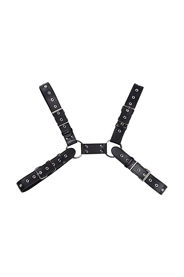 Alvivi Homme Harnais de Poitrine Bandage Ceinture Faux Cuir Gay Sexy Maillot de Corps Erotique Jouet Plaisir Loisir Jeu de Rô