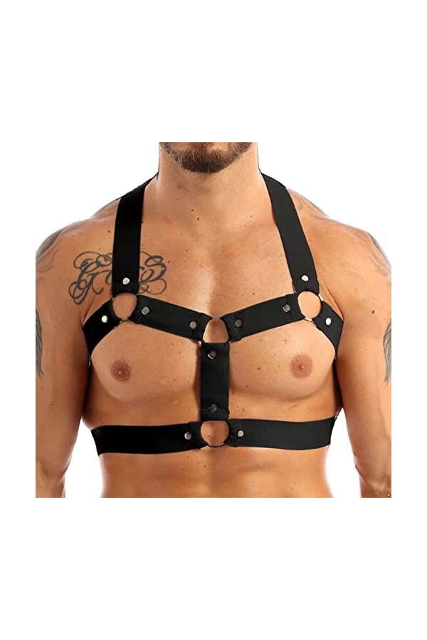 inhzoy Homme Maillot de Corps Ceinture Harnais de Poitrine Jouet Damour Jeu de Rôle Cosplay Adultes Couple Bandage Réglable 