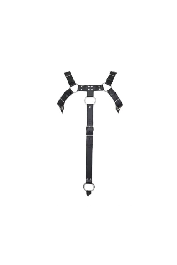 HSQSMWJ Homme Harnais de Corps Bandage Sangle de Poitrine en Faux Cuir Bar Pub Jeu de Rôle Plaisir Color:Black,Size:One Size