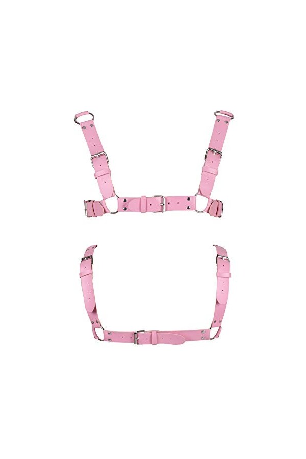 BBOHSS Harnais de corps en cuir pour hommes Punk sangle de poitrine harnais ceinture réglable gothique carnaval danse accesso