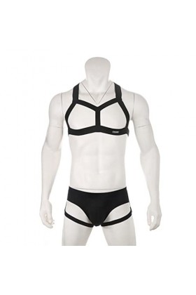 WEITING Ensemble de harnais de poitrine pour hommes Harnais dépaule élastique Sangle de jambe Ceinture Sous-vêtement sexy Co