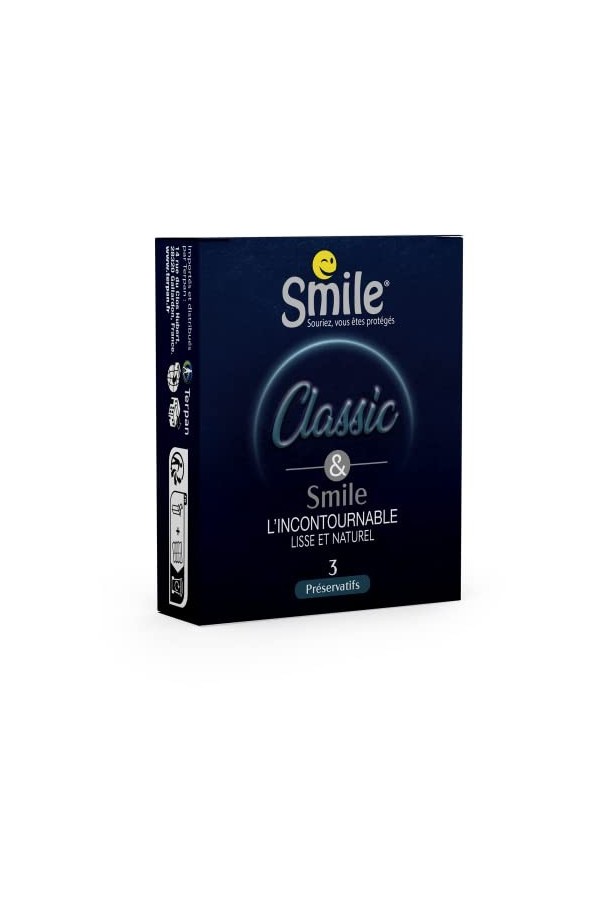SMILE Préservatifs CLASSIC x3 - LIncontournable lisse et naturel - Boîte de 3 préservatifs masculins