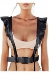 Harnais de corps en cuir pour femme - Soutien-gorge cage à volants réglables - Bretelles à boucle - Style punk - Pour rave cl