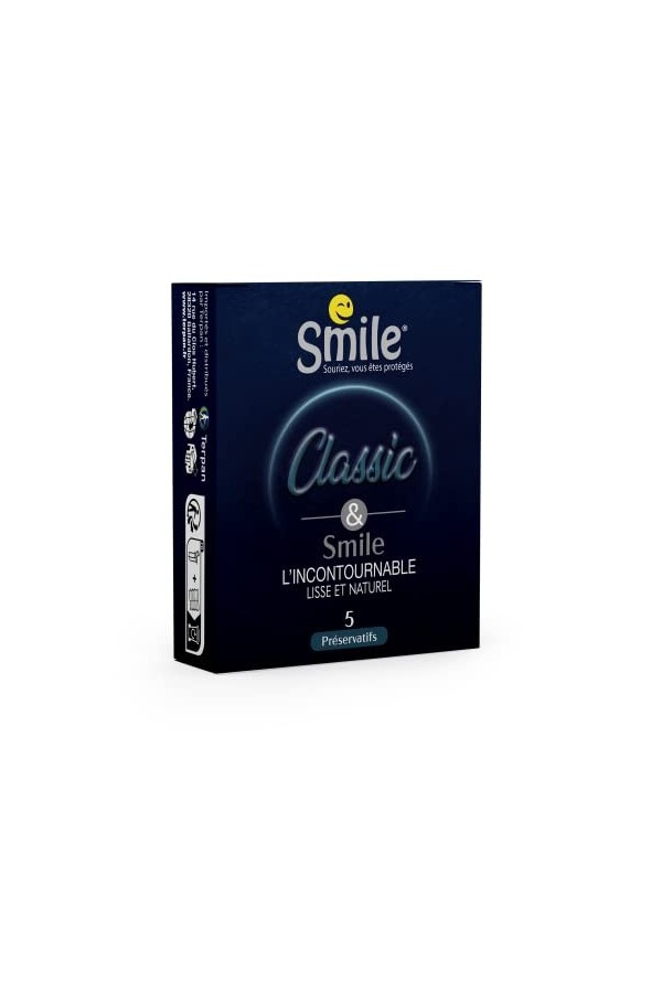 SMILE Préservatifs CLASSIC x5 - LIncontournable lisse et naturel - Boîte de 5 préservatifs masculins