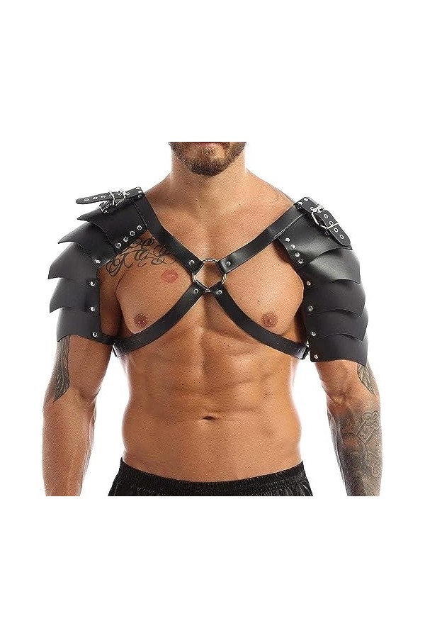 Harnais pour homme en cuir synthétique avec boucle réglable pour cosplay, club, punk, gothique, festival, rave, fête dHallow