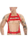WSZJLN Harnais de Corps Sexy pour Hommes, Sangles de Ceinture élastiques, col Licou, vêtements de Costume, Rouge, Taille Uniq