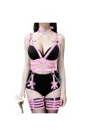 Harnais de corps en cuir - Collier de jambe avec nœud - Chaîne - Corset punk - Bijoux de taille - Danse - Club - Halloween Fe