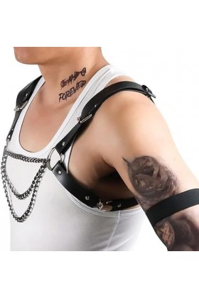 Chaîne en cuir pour homme - Sangle de poitrine - Harnais de corps - Gothique - Punk - Bijoux fantaisie pour fête, club, cospl
