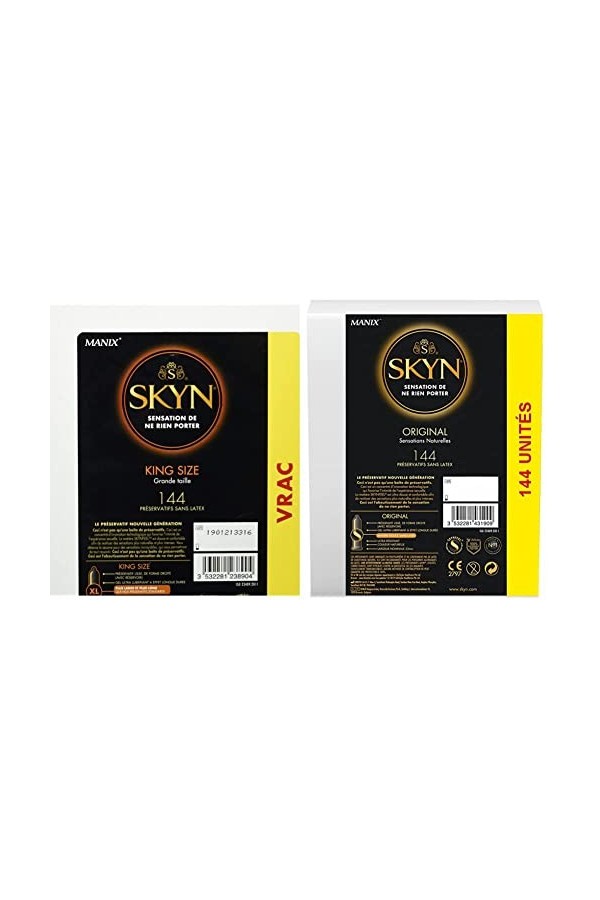 SKYN KING SIZE 144 Préservatifs Grande taille - MEGA PACK & ORIGINAL Mega Pack de 144 Préservatifs Sensation De Ne Rien Porte