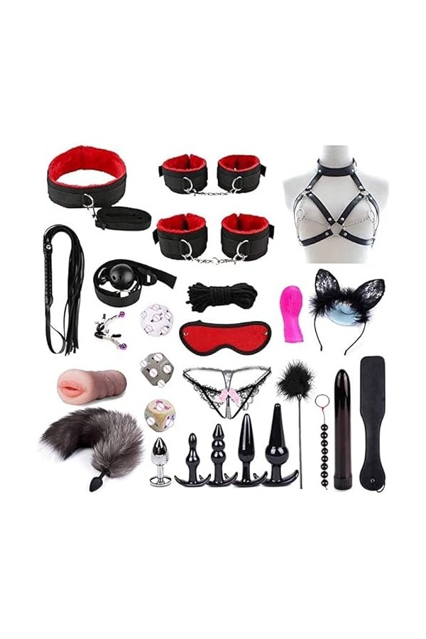 Kit Sm Bandage Vêtements Retenue Fourrure Corps Jouet Sexy Programme Femme Menottes Šex Adulte Collier B-D-S-M Sports Set de 