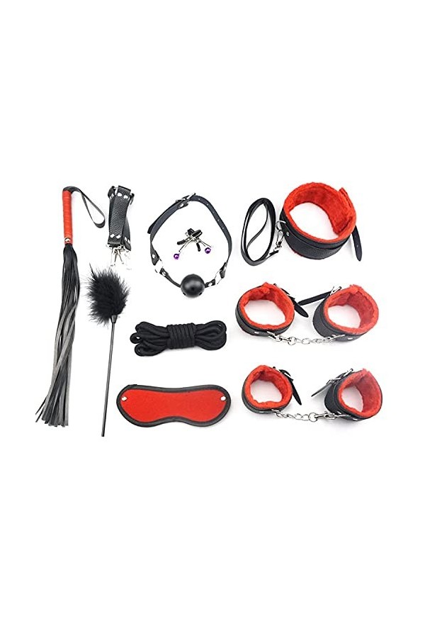 Kit de Bandage BDSM Mobilier de Lit Durable et Réglable Ensemble de 10 Pièces bk 