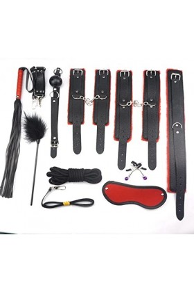 Kit de Bandage BDSM Mobilier de Lit Durable et Réglable Ensemble de 10 Pièces bk 