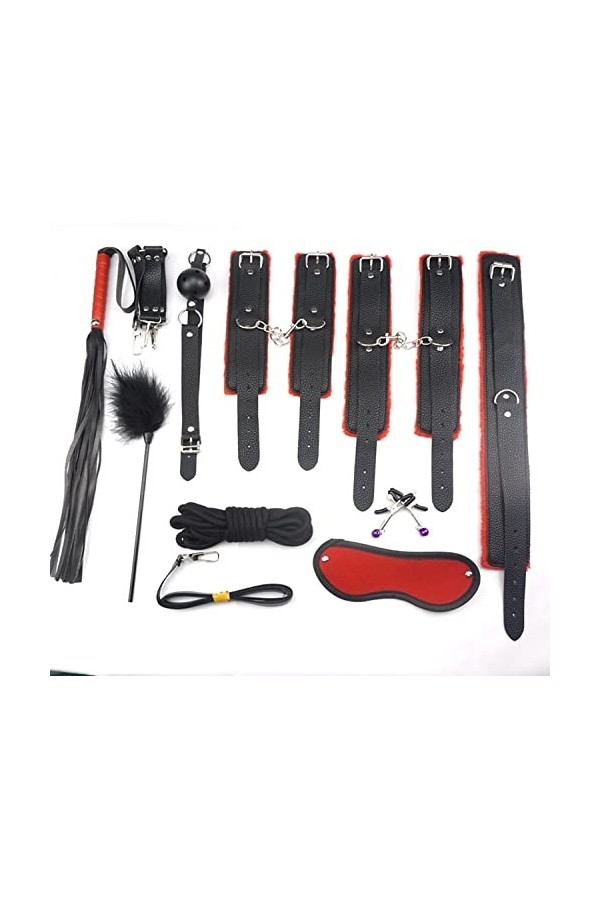 Kit de Bandage BDSM Mobilier de Lit Durable et Réglable Ensemble de 10 Pièces bk 