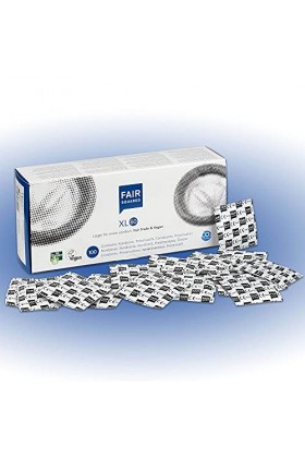 FAIR SQUARED Boîte de 100 préservatifs XL - Préservatifs végétaliens 100pcs fabriqués à partir de caoutchouc naturel issu du 