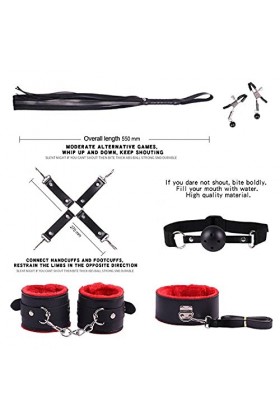 Classoo Sexy Sexe Menottes Montre Vêtements Kit Manchette Main Bracelet Design de Mode Retenue 11Pices/Set Color Red 