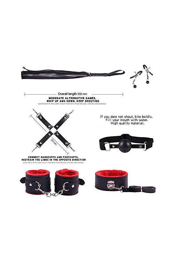 Classoo Sexy Sexe Menottes Montre Vêtements Kit Manchette Main Bracelet Design de Mode Retenue 11Pices/Set Color Red 