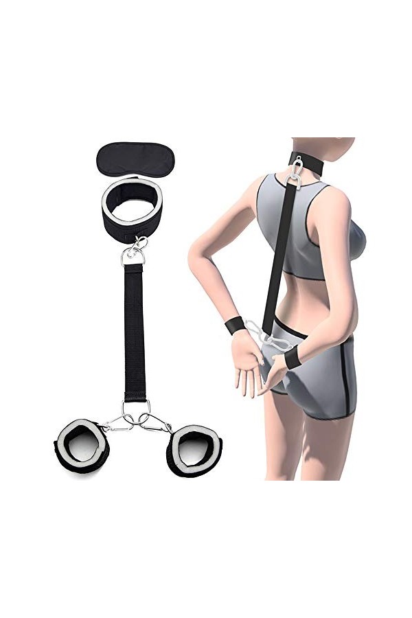 Ensemble déponge 3 pièces avec bandoulière pour la main et le cou Argent Noir