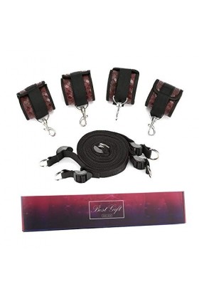 exreizst Poignets en Cuir de Fourrure Douce pour Ensemble de Bretelles en Nylon Noir réglables Cheville-Main-Poignet Cuir 1 