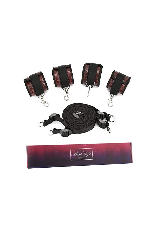 exreizst Poignets en Cuir de Fourrure Douce pour Ensemble de Bretelles en Nylon Noir réglables Cheville-Main-Poignet Cuir 1 