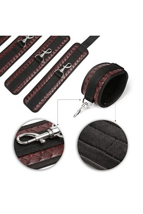 exreizst Poignets en Cuir de Fourrure Douce pour Ensemble de Bretelles en Nylon Noir réglables Cheville-Main-Poignet Cuir 1 