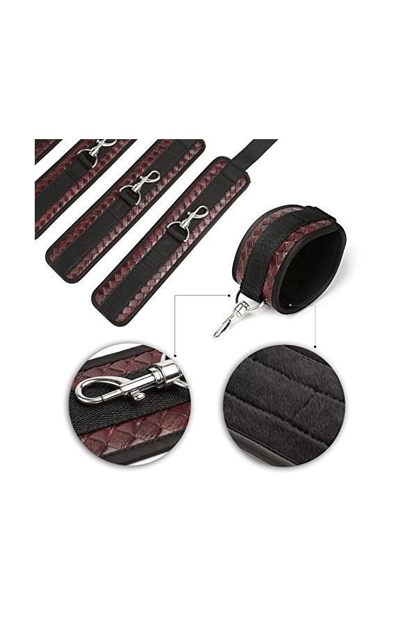 exreizst Poignets en Cuir de Fourrure Douce pour Ensemble de Bretelles en Nylon Noir réglables Cheville-Main-Poignet Cuir 1 