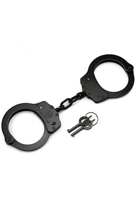 VIPERTEK Double Lock Steel Police Edition Professional Grade Handcuffs Black 