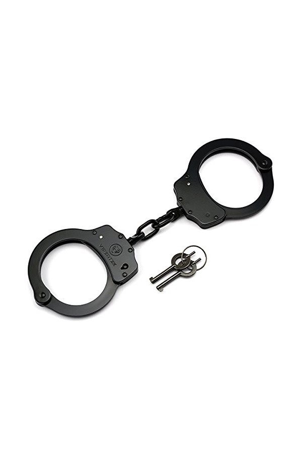 VIPERTEK Double Lock Steel Police Edition Professional Grade Handcuffs Black 