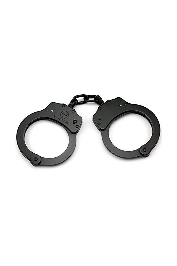 VIPERTEK Double Lock Steel Police Edition Professional Grade Handcuffs Black 