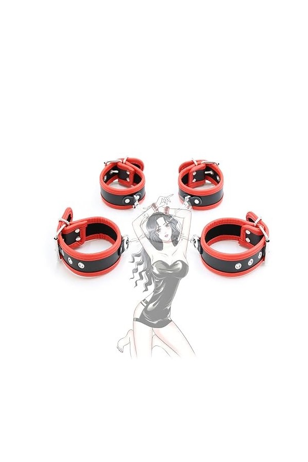 HUNTVE Bracelet en cuir rouge noir Bracelet en cuir amovible