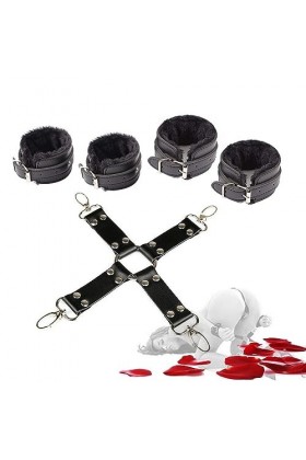 Cüffs en cuir, liens entre les bras et les jambes pour les couples, les femmes et les jeux Noir 