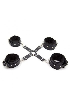 Cüffs en cuir, liens entre les bras et les jambes pour les couples, les femmes et les jeux Noir 