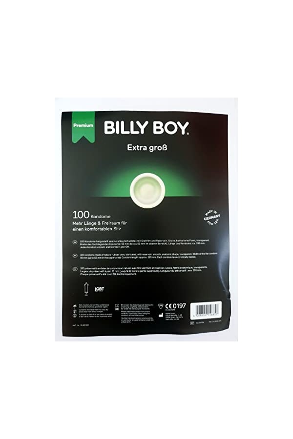100 Billy Boy Préservatifs b² XXL - Préservatifs Extra Large