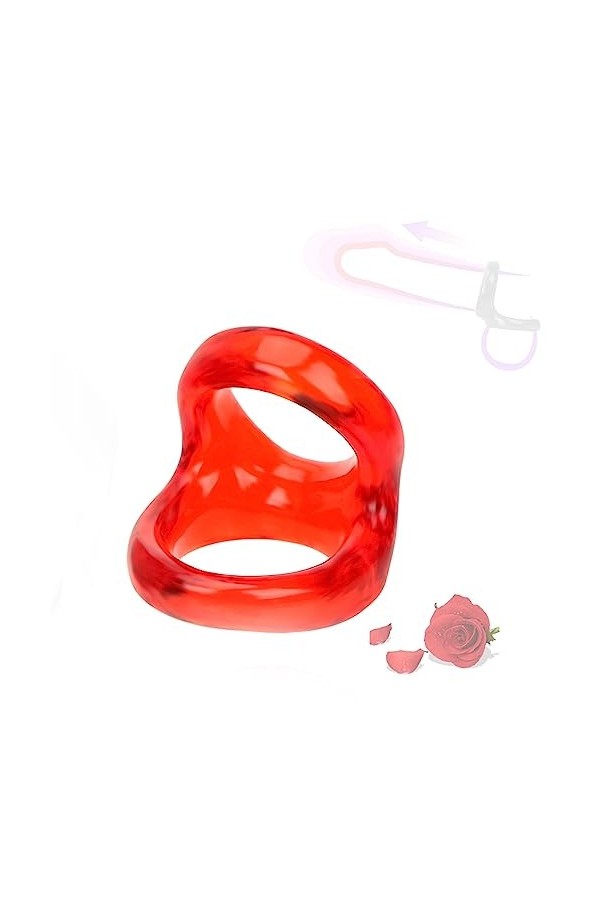 HUNTVE Anneau en Silicone Durable pour Hommes Anneau à Double Couche Rouge 