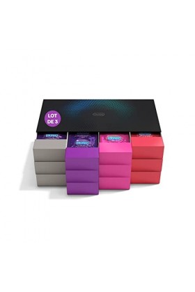 Durex - 120 Préservatifs Lot de 3x40 - Ultra Fins - Extra Lubrifiés - Texturés - Fraise - Boîte Design