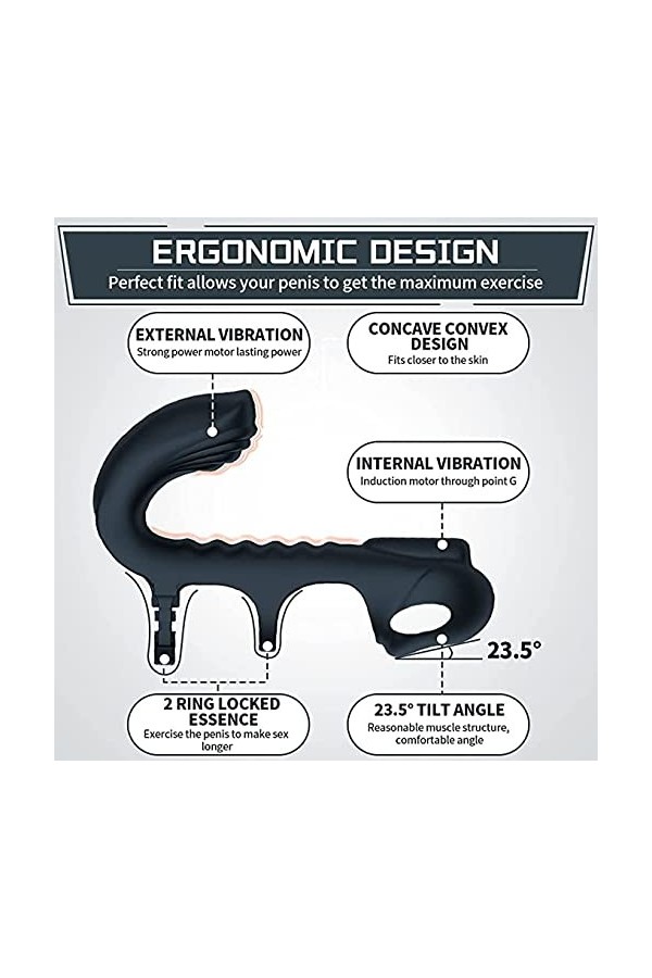 Sex Ring Anneau De P-ÊŇIs en Silicone Couple Vitesses T-Shirt Vibrant Cli-Toris Anneau De Massage Charge USB Étanche, Anneau 