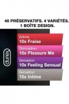 Durex - 80 Préservatifs Lot de 2x40 - Ultra Fins - Extra Lubrifiés - Texturés - Fraise - Boîte Design