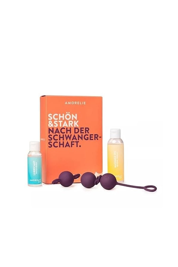 Amorelie Ensemble dentraînement du muscle pelvien 3x36g boules damour, lubrifiant, huile de massage
